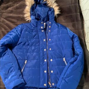 Thread and Supply blue puffer coat with ho…